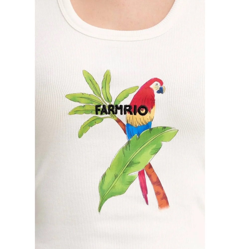FARM Rio Embroidered Off-White Macaw Printed Tank Top Size Small NWT - Picture 8 of 16
